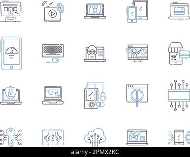 Gadjets and electronics outline icons collection. Gadgets, Electronics, Technology, Devices, Innovations, Smartphones, Computers vector and Stock Vector
