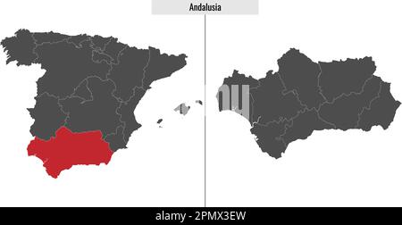 Andalusia autonomous community location map within Spain. Vector ...