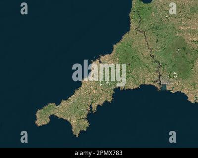 Cornwall, administrative county of England - Great Britain. Low resolution satellite map Stock Photo