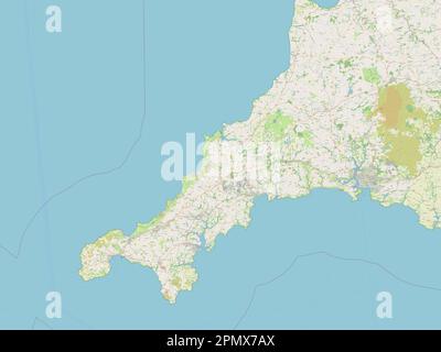 Cornwall, administrative county of England - Great Britain. Open Street Map Stock Photo