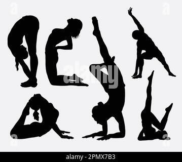 Yoga sport activity silhouettes Stock Vector