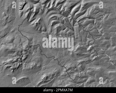 Craven, non metropolitan district of England - Great Britain. Bilevel elevation map with lakes and rivers Stock Photo