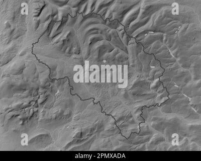 Craven, non metropolitan district of England - Great Britain. Grayscale elevation map with lakes and rivers Stock Photo