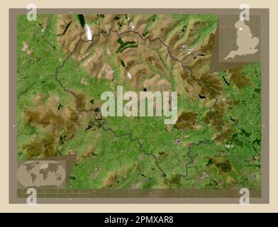 Craven, non metropolitan district of England - Great Britain. High resolution satellite map. Corner auxiliary location maps Stock Photo