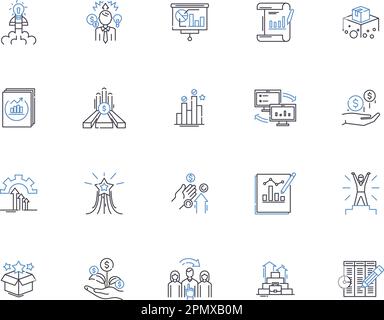 Efficiency outline icons collection. Efficient, Economical, Streamlined, Swift, Quick, Speedy, Nimble vector and illustration concept set. Productive Stock Vector