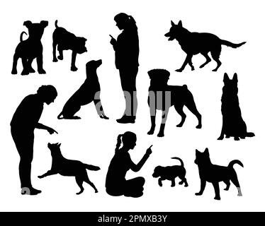 Dog training silhouette Stock Vector