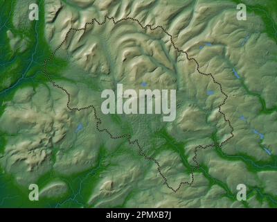 Craven, non metropolitan district of England - Great Britain. Colored elevation map with lakes and rivers Stock Photo