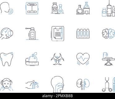 Therapy center outline icons collection. Therapy, Center, Mental, Counselling, Support, Clinic, Wellness vector and illustration concept set Stock Vector