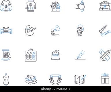 Diy business outline icons collection. Diy, business, entrepreneurship, start-up, planning, venture, marketing vector and illustration concept set Stock Vector