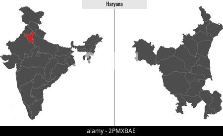 map of Haryana state of India and location on Indian map Stock Vector