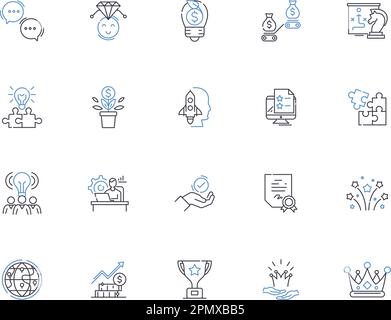 Business success outline icons collection. Success, Profit, Expand, Growth, Profit margin, Expand, Increase vector and illustration concept set Stock Vector