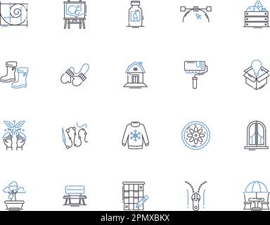 Diy business outline icons collection. Diy, business, entrepreneurship, start-up, planning, venture, marketing vector and illustration concept set Stock Vector