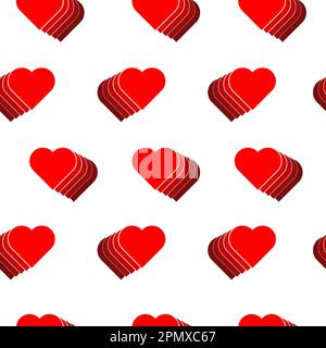 Cute seamless pattern with red hearts for Valentine's Day, romantic background Stock Vector