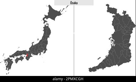 osaka prefecture administrative and political map with flag Stock ...