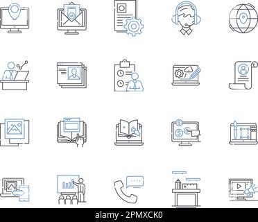Corporation teamwork outline icons collection. Cooperation, Collaboration, Synergy, Synchronization, Coordination, Groupwork, Collectiveness vector Stock Vector