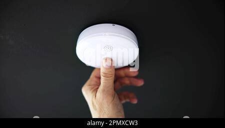 Smoke Fire Alarm Detector Check. Carbon Monoxide Safety Stock Photo