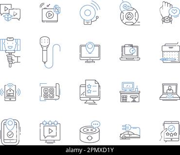 Electronic industry outline icons collection. electronics, industry, electronic, consumer, devices, manufacturing, technology vector and illustration Stock Vector