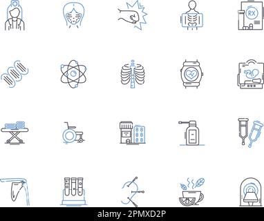 Health outline icons collection. wellness, healthcare, nutrition, diet, exercise, lifestyle, medicine vector and illustration concept set. fitness Stock Vector