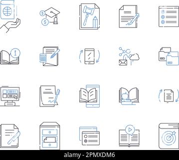 distance learning outline icons collection. Distance, Learning, Online, Education, Virtual, Course, Program vector and illustration concept set. Class Stock Vector