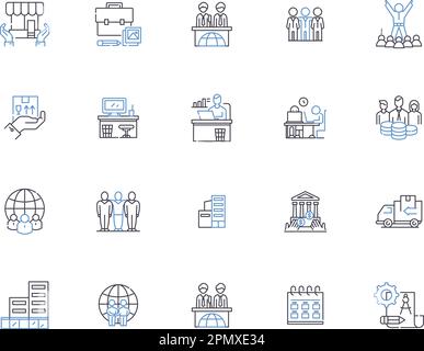Enterprise architecture outline icons collection. Enterprise, Architecture, Systems, Integration, Strategic, IT, Infrastructure vector and Stock Vector
