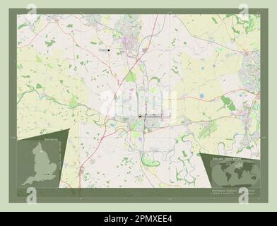 Darlington, unitary authority of England - Great Britain. Open Street Map. Locations and names of major cities of the region. Corner auxiliary locatio Stock Photo