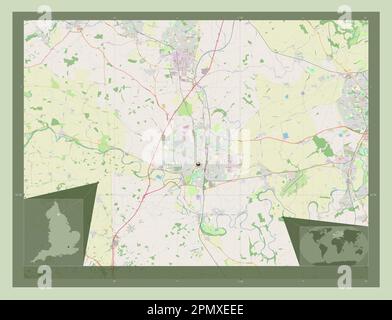 Darlington, unitary authority of England - Great Britain. Open Street Map. Corner auxiliary location maps Stock Photo