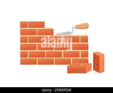 Brickworks with high quality red bricks vector illustration on white background Stock Vector