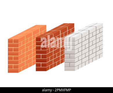 Set of brick walls vector illustration on white background Stock Vector