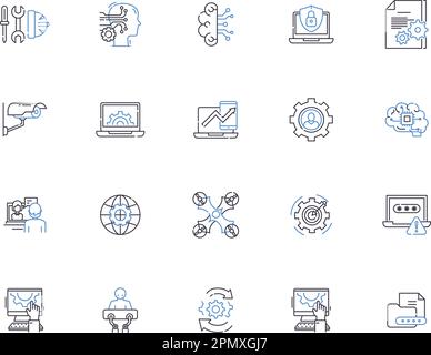Security outline icons collection. safety, protection, safeguard, safeguard, trustworthiness, vigilance, defense vector and illustration concept set Stock Vector