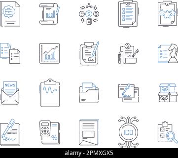 Business files and folders outline icons collection. file, folder ...