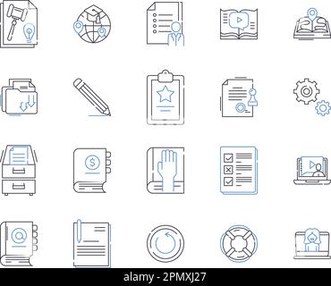 distance learning outline icons collection. Distance, Learning, Online, Education, Virtual, Course, Program vector and illustration concept set. Class Stock Vector