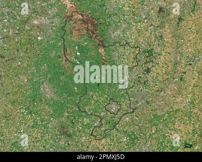 Derbyshire, administrative county of England - Great Britain. Low resolution satellite map Stock Photo