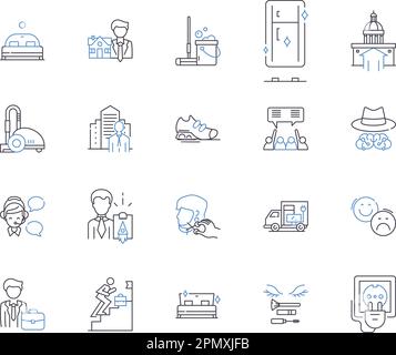 Smart city outline icons collection. Smart, City, Intelligent, Automated, Connected, Sustainable, Technological vector and illustration concept set Stock Vector
