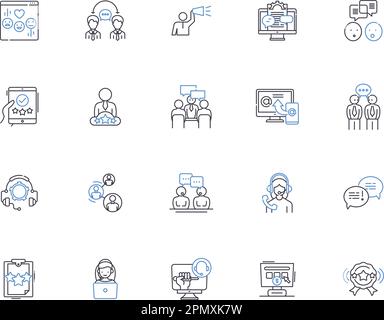 Reviews outline icons collection. Reviews, Ratings, Opinions, Feedback, Judgments, Assessments, Comments vector and illustration concept set Stock Vector