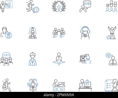Membership outline icons collection. Membership, Subscription, Entitlement, Privilege, Franchise, Charter, Affiliation vector and illustration concept Stock Vector