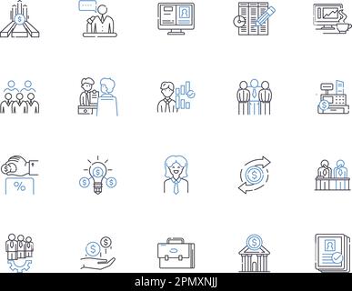 Audit outline icons collection. Auditing, Assessments, Testing, Examination, Evaluation, Analysis, Reviews vector and illustration concept set Stock Vector