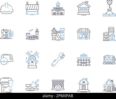 Structures line icons collection. Foundation, Support, Stability ...