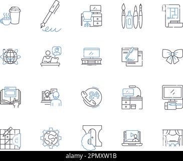 Freelance enterpreneur outline icons collection. Freelancer, Entrepreneur, Self-Employed, Independent, Contractor, Consultant, Freelance vector and Stock Vector