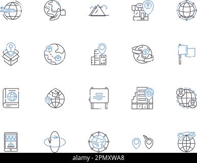 Maps and locations outline icons collection. Maps, Locations, Geography, Navigation, Survey, Mapping, GPS vector and illustration concept set. Local Stock Vector