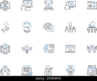content curation line icon, outline symbol, vector illustration ...