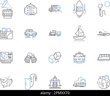 Travelingand vacation outline icons collection. Holiday, Touring ...