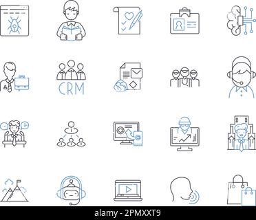 Office career outline icons collection. Office, Career, Administrative, Professional, Manager, Clerk, Executive vector and illustration concept set Stock Vector