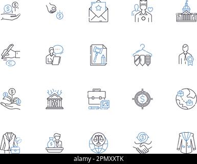 human rights outline icons collection. Human, Rights, Equality, Dignity, Life, Liberty, Freedom vector and illustration concept set. Justice, Respect Stock Vector