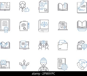 distance learning outline icons collection. Distance, Learning, Online, Education, Virtual, Course, Program vector and illustration concept set. Class Stock Vector