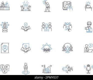 Constituency line icons collection. Representation, Voting, Candidates ...