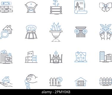 Architecture design outline icons collection. Design, Architecture, Structure, Building, Drafting, Plans, Style vector and illustration concept set Stock Vector