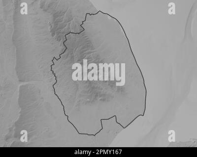 East Lindsey, non metropolitan district of England - Great Britain. Grayscale elevation map with lakes and rivers Stock Photo