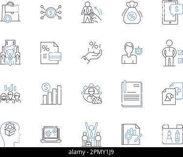 Financial income outline icons collection. Income, finance, fiscal, profits, earnings, interest, dividends vector and illustration concept set. gain Stock Vector