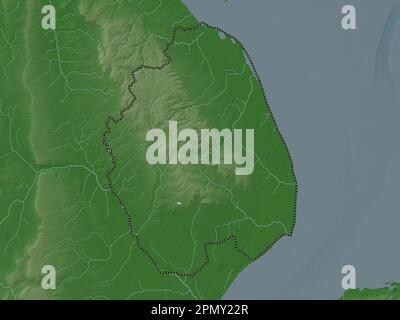 East Lindsey, non metropolitan district of England - Great Britain. Elevation map colored in wiki style with lakes and rivers Stock Photo