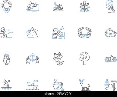 Climate outline icons collection. Climate, Heat, Cold, Temperatures, Global, Weather, Atmosphere vector and illustration concept set. Humidity, Wind Stock Vector
